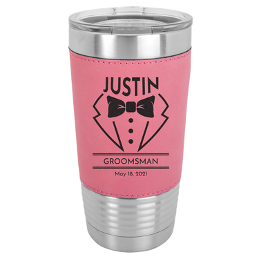 Custom Engraved 20oz Leatherette Tumblers Ideal Gifts for Groomsmen & Best Man